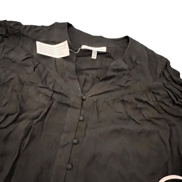 $70‎ Young Fabulous & Broke Women's Black Sheer Blouse Loop Button High-Lo NWT - Picture 13 of 16